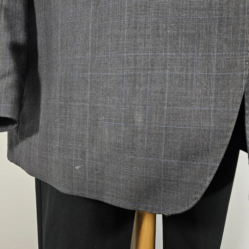 Lauren Ralph Lauren Men's‎ Sport Coat Blazer Two Button Gray Plaid Wool Slim 48L